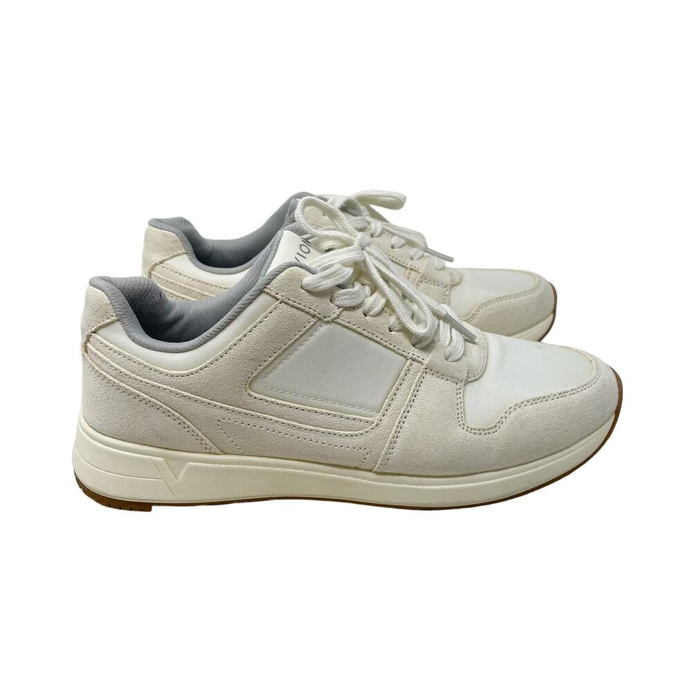 Vionic Womens 9.5 Off White Cream Shayla Sneakers Leather Lace Up Casual Support